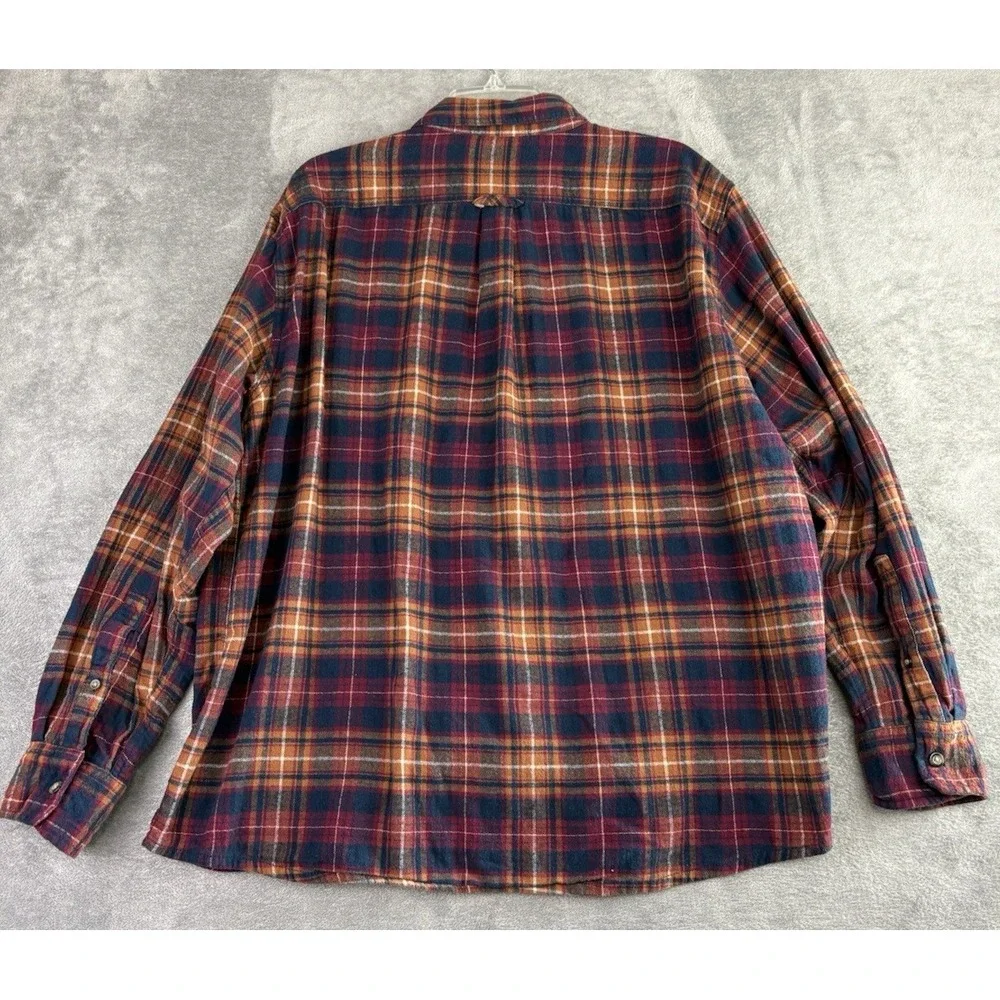 Eddie Bauer Flannel Shirt Mens‎ XXL Red Orange Plaid Classic Fit Cotton Outdoors